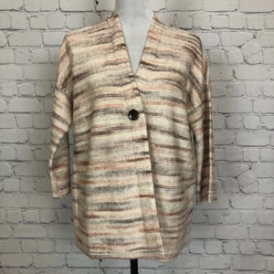 NWOT J Jill Pure Jill Beige Stripe Cardigan Sweater Size M - Picture 1 of 9