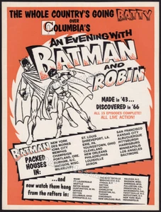 Batman y Robin - Anuncio comercial original 1966 / Promoción de teatro_ Serie Columbia 1949 - Imagen 1 de 1