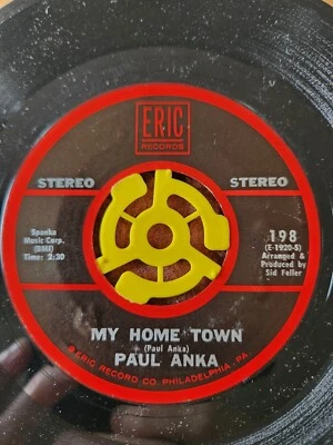 Paul Anka "My Home Town" & "My Heart Sings" 1969 ERIC US 7" JUKEBOX 45rpm - Image 1 of 2