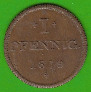 Coin Penny Frankfurt Judenpfennig 1819 Type Star in EF pretty nswleipzig - Picture 1 of 3