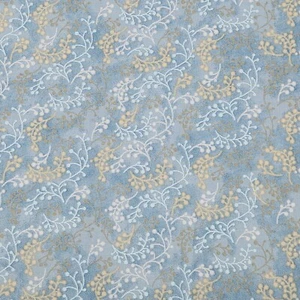 Cotton Fabric Calico Print Light Blue Tan White Floral Joann 1 5/8 yards 44" - Picture 1 of 3