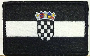 CROATIA FLAG Patch Iron On B & W Version Military Tactical Flag #15 - Picture 1 of 1