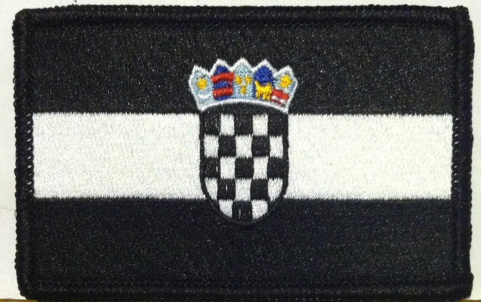 CROATIA FLAG Patch Iron On B & W Version Military Tactical Flag #15 - Image 1 of 1