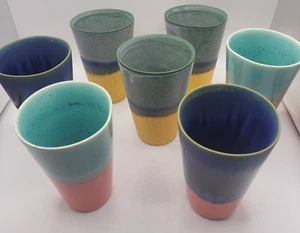 Vaso de porcelana esmaltada esmalte tricolor - Artista Yuta Segawa - 4,5" de alto - Imagen 1 de 19