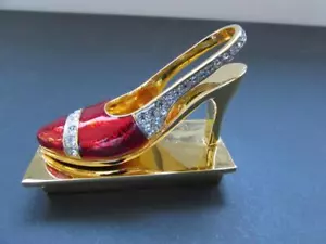 Scatola portabicchieri smalto oro con tacco alto rossa e oro con strass - Foto 1 di 1