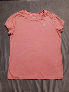Reebok Shirt Womens Large V-Neck Short Sleeve Marled Coral/ Peach Super Soft - Picture 1 of 7