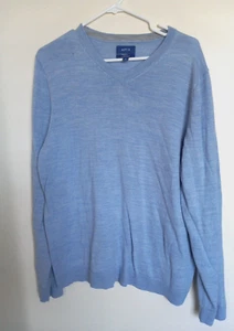 Apt 9 Sweater Men's Large Blue Merino Wool Blend Slim Fit V-neck Long Sleeve - Picture 1 of 4