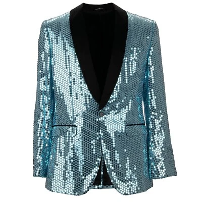 Chaqueta Blazer DOLCE & GABBANA MARTINI Esmoquin Lentejuelas Azul Negro 48 38 M Foto 1 de 4