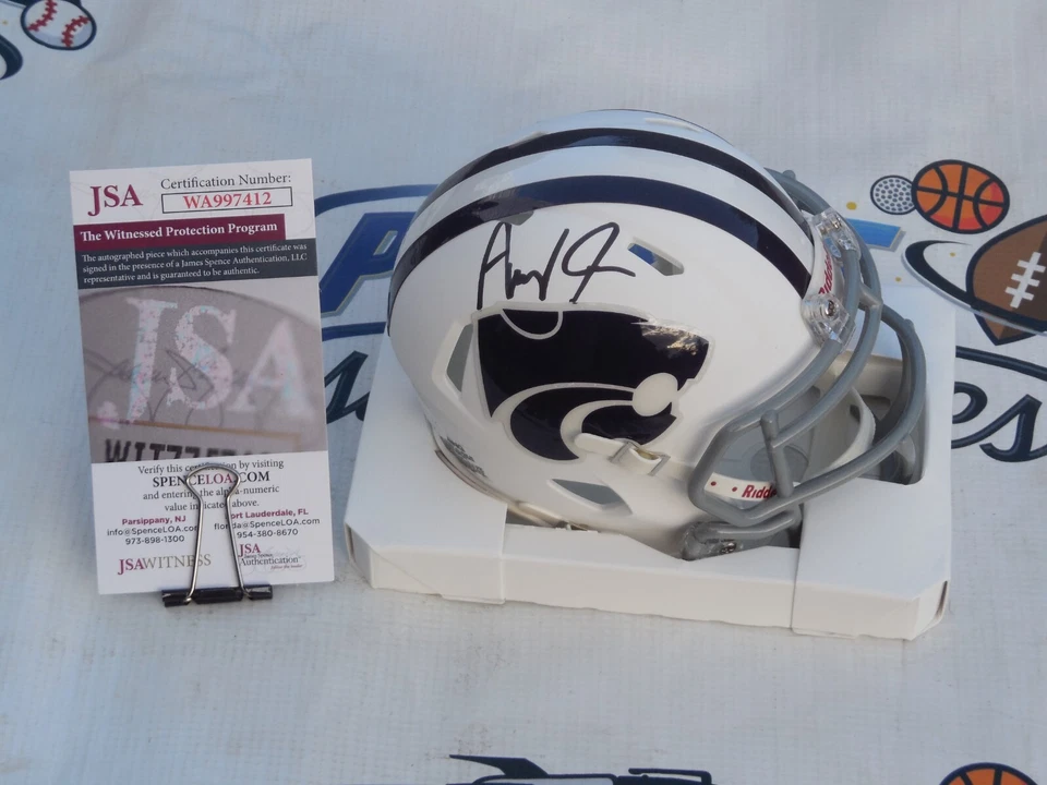 Avery Johnson signed Kansas K State Wildcats white mini helmet JSA COA - Image 1 of 1