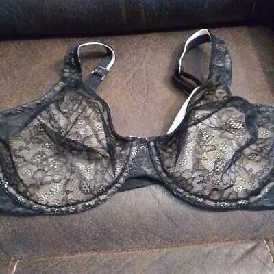 Sujetador con aros completos sin forro AMBRIELLE 38D figura completa 93677 negro encaje floral Foto 1 de 4