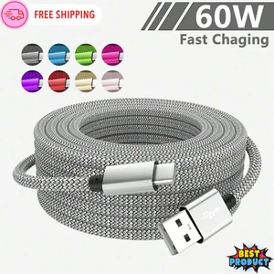Cable USB-A a USB-C trenzado cargador rápido tipo C cable para iPhone 15 16 Samsung - Imagen 1 de 19