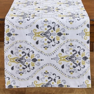 Milano 14x72 TABLE RUNNER French COUNTRY Fleur de Lis Saints Black Gold Park - Image 1 of 4