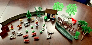 Vintage Miniature Farm Animals, People, Fence. Wall, Barn, Canoe, Trees Lot - 45 - Picture 1 of 11