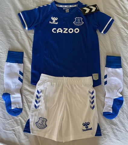 Hummel Everton Kids Unisex Soccer Uniform Set Jersey/shorts/socks Kids Size 5-6Y Cover