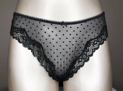Victoria's Secret Tease NWT XL Black Thong Panty Sheer Mesh High Leg Sexy - Image 1 of 4