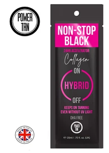 Power Tan Non-Stop Black Collagen 24HR Hybrid UV Sunbed Tanning Accelerator 20ml - Picture 1 of 3