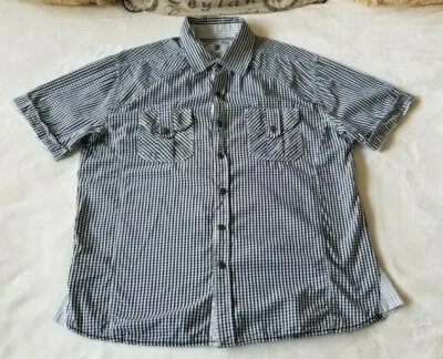 Attitude Gold Mens Shirt Size Large Black White Checks Metal Snap Buttons  - Image 1 of 4