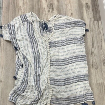 Gitana Rayas Azul y Blanco Cubrir Verano Playa Talla Pequeña Foto 1 de 4