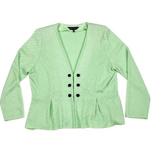 Ming Wang Womens Cardigan Sweater Mint Green Peplum V Neck Clasp Sz PL - Picture 1 of 10