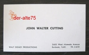 VTG WALT DISNEY PROD BUSINESS CARD~FORMER ANIMATOR & HEAD FOREIGN DEPT-#7 - Picture 1 of 3