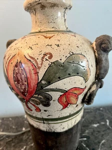 Heavy Vintage handmade Pottery Lamp Hand painted Urn Turned into lamp HEAVY - Picture 1 of 15