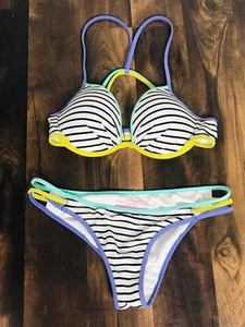 Victoria's Secret bikini Sz S bottoms and top 32C multicolored N18 - Picture 1 of 9