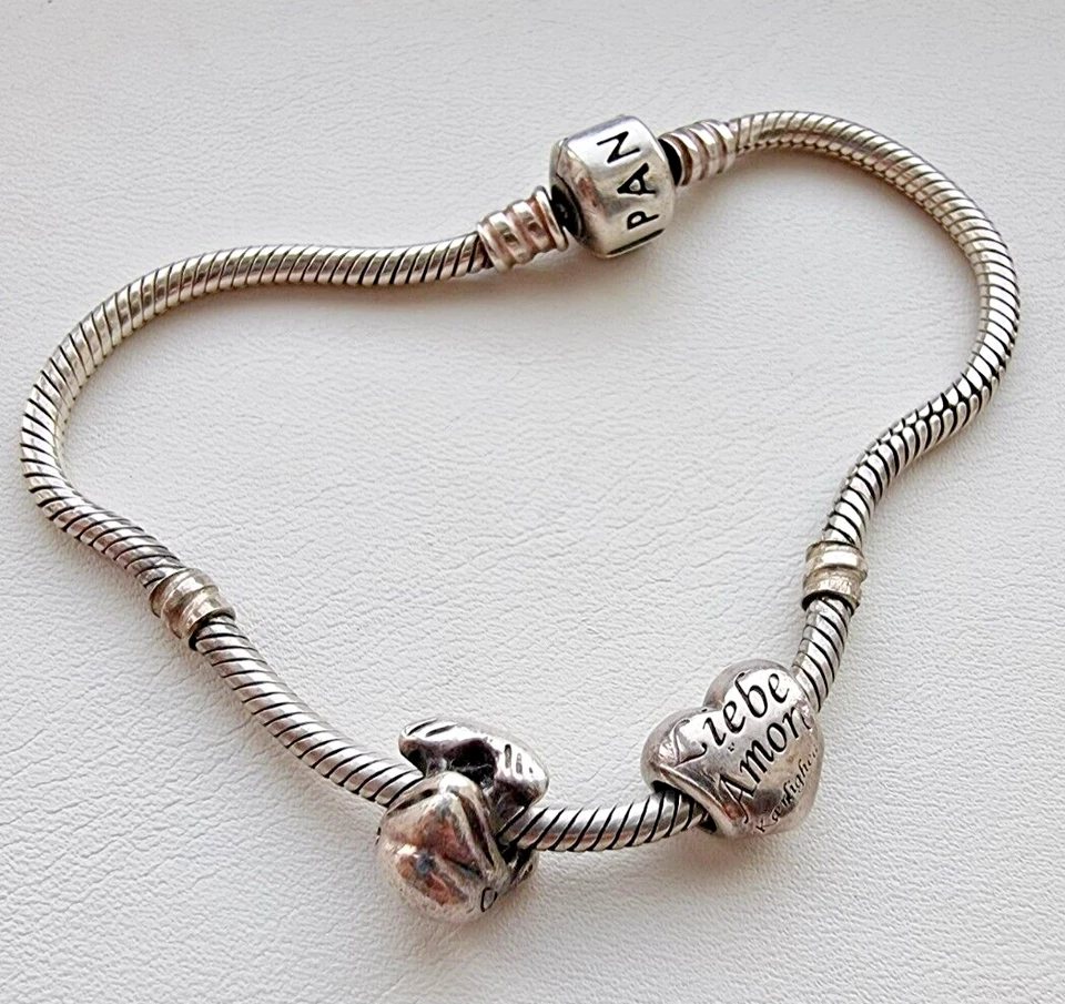 PANDORA ALE 925 STERLING SILVER HEART AND DOLPHINE BRACELET - Image 1 of 4