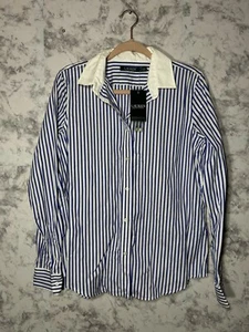 Lauren by Ralph Lauren blau/weiß gestreiftes Langarm Baumwollhemd Gr. 12 neu mit Etikett - Bild 1 von 5
