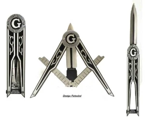 Navaja de bolsillo masónica brújula masónica caja de regalo azul - Imagen 1 de 4