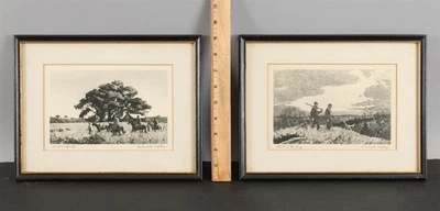 2 A. LASSELL RIPLEY Wachtel Vogel Jagd Hund Jäger Radierung Talio-Crome Drucke NR - Bild 1 von 4