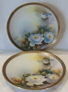 Set of 2 Noritake Morimura 6½ Inch Plates Peonies Handpainted T. Hirota - Picture 1 of 17
