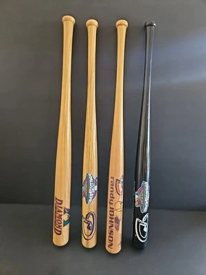 4-MINI MURCIÉLAGOS DE MADERA VINTAGE ARIZONA DIAMONDBACKS 18" CAMPEONES DE LA SERIE MUNDIAL JOHNSON Foto 1 de 4