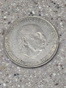 1966 SPAIN 100 PESETAS-PTAS, FRANCISCO FRANCO CAUDILLO. 800 FINE SILVER ESPANA - Picture 1 of 3