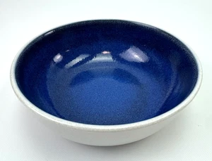 Vintage Heide Keramik Mondstein blau & weiß 6" Schüssel 123 Müsli Suppe Salat sehr guter Zustand - Bild 1 von 7