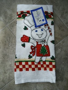 NWT Pillsbury Doughboy Christmas Holiday Kitchen Towel 1998 Warm Greetings - Picture 1 of 5