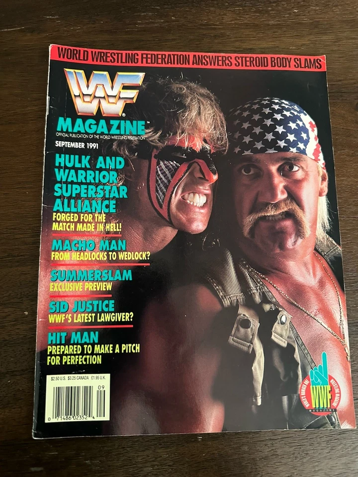 Revista WWF Septiembre 1991 Hulk Hogan Ultimate Warrior Cubierta Foto 1 de 4