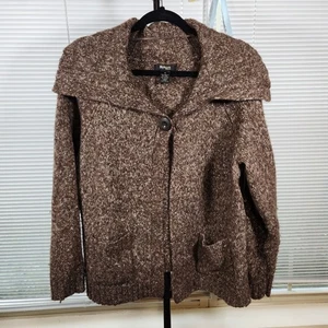 Style&Co $60 1X Brown Gold Heather Shawl Collar One Button Wool Blend Cardigan - Picture 1 of 7