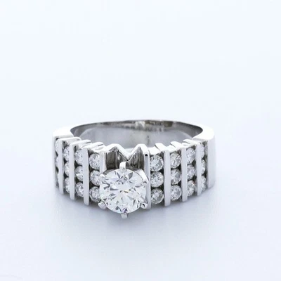 1 3/4 CT G SI1 Round Cut Natural Certified Diamonds 14k Gold Sidestone Ring - Image 1 of 4