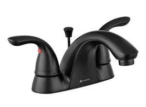 Glacier Bay Badarmatur 4" Hochbogen Auslauf Metall matt schwarz mit Deckplatte - Bild 1 von 5