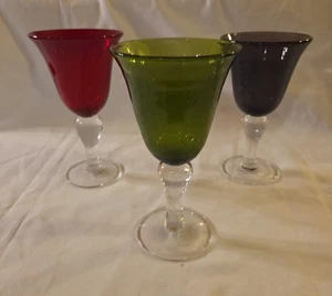 Vintage mundgeblasen Artland Iris Salbei Blase Glas Lot x3 Wasser Wein Kelche - Bild 1 von 7