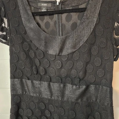 Vestido Alfani Negro Lunares Manga Gorra Fiesta Cóctel Carrera Mujer Foto 1 de 4