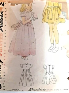 Simplicity 2555 Dress Sewing Pattern Girls 4 VTG 50's Cut Party Easter Dress Up - Picture 1 of 5