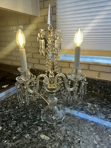 Big 20” Art Deco Crystal Girandole - Table Chandelier Lamp Candelabra Czech - Picture 1 of 14