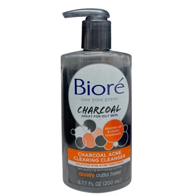 Biore Charcoal Acne Clearing Cleanser w/ Salicylic Acid 6.77oz Oily Skin 4/2026 - Image 1 of 2