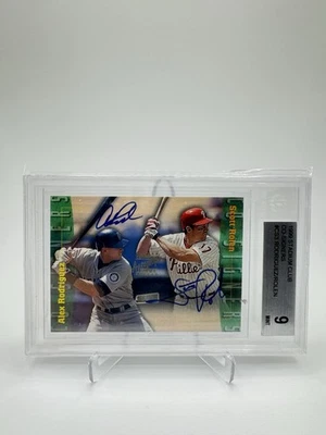 1999 Stadium Club Alex Rodriguez & Scott Rolen Dual In Card Auto Card. SP. BGS 9 - Image 1 of 2