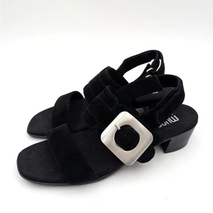 Munro Ashlin Slingback Block Heel Sandal Women's Black Suede Size US7SS EU38 - Picture 1 of 12