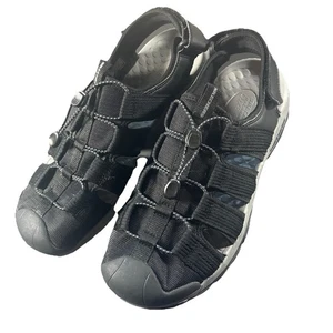 Skechers Herren 11 schwarz Fischer Sport Sandalen geschlossene Zehe Bungee Memory Foam - Bild 1 von 12