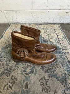 Frye Philip Harness Cognac Leather Ankle Boots Size 8.5 B Womens - Picture 1 of 6