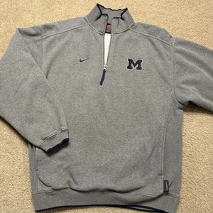 Vintage Nike Team Michigan Wolverines 1/4 Reißverschluss Hoodie Herren Medium grau bestickt - Bild 1 von 10