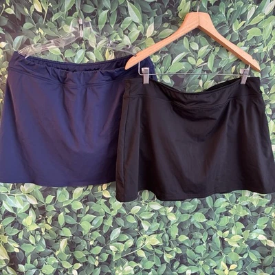 Lands End Women’s Swim Skirt Bottoms Sz 16 Black Navy Lot Modest Swimwear LOT 2 - Image 1 of 4